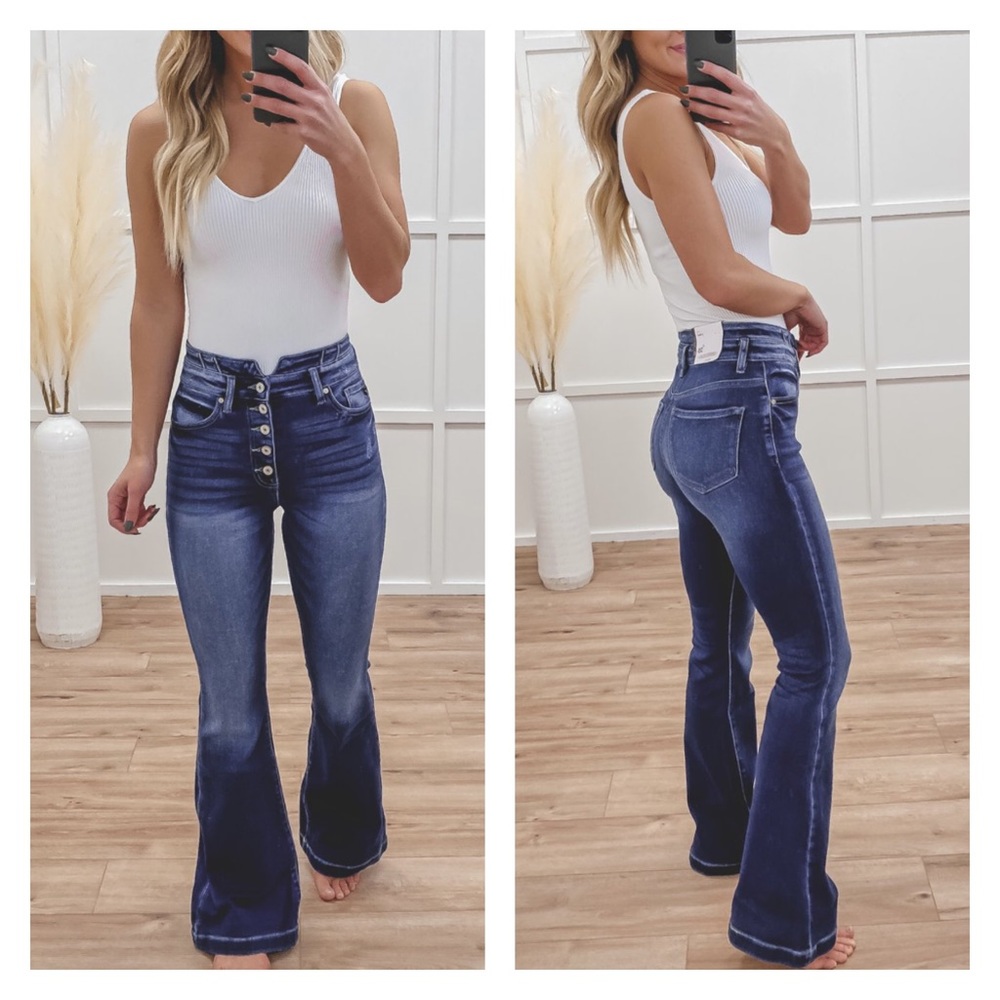 NWT KanCan High Rise Button Fly Flare Bell Bottoms